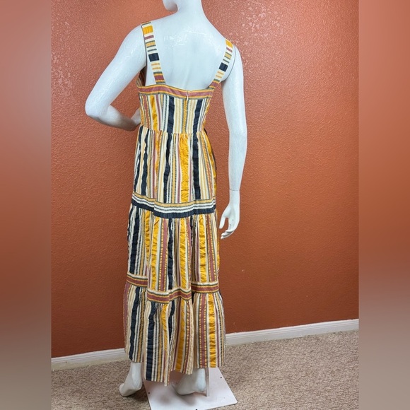 LOFT Striped Tiered Maxi Dress Sleeveless Square Neck S 2 Yellow striped. E86 - Picture 12 of 15